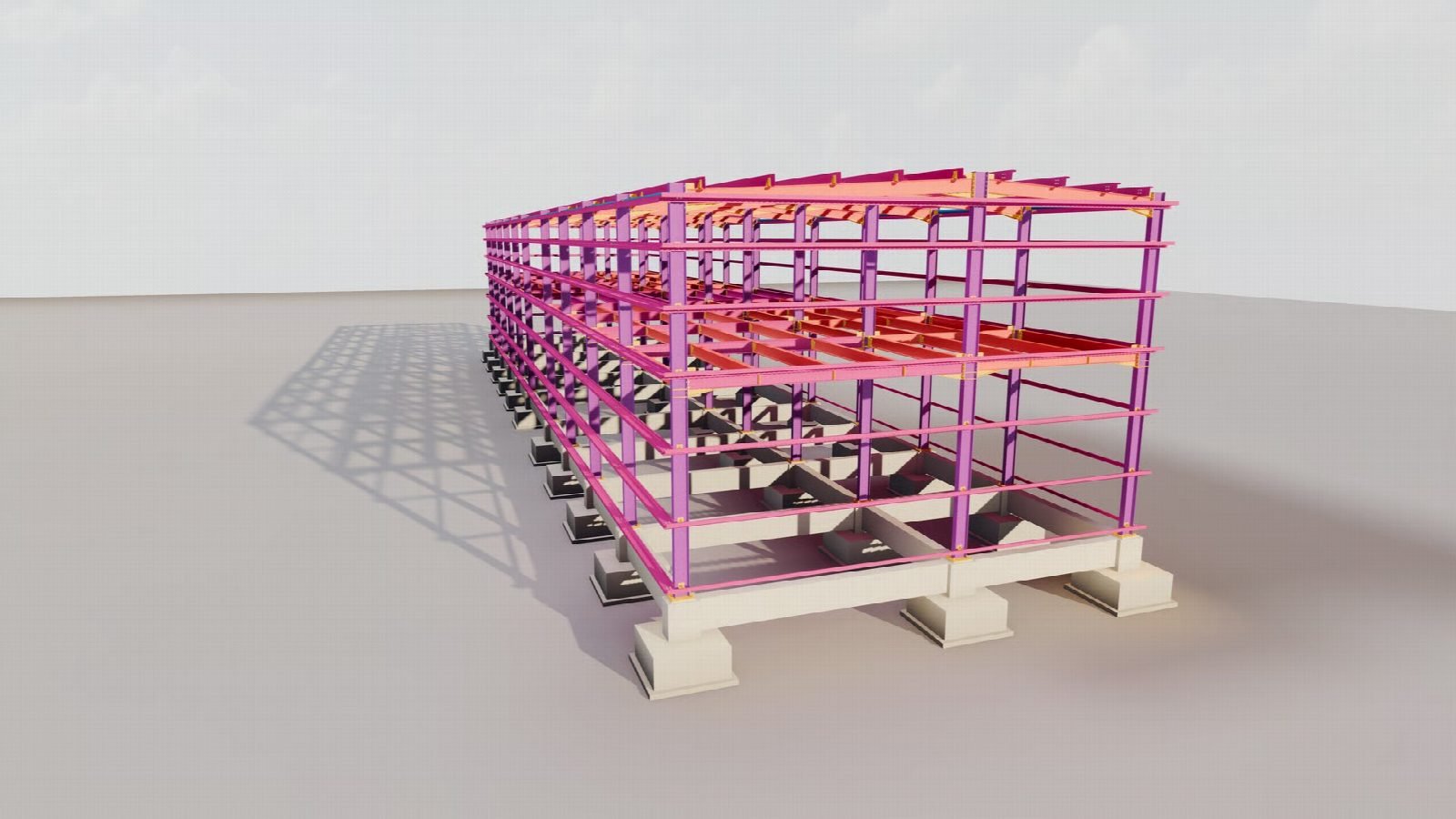 Tekla model of the residence frame.