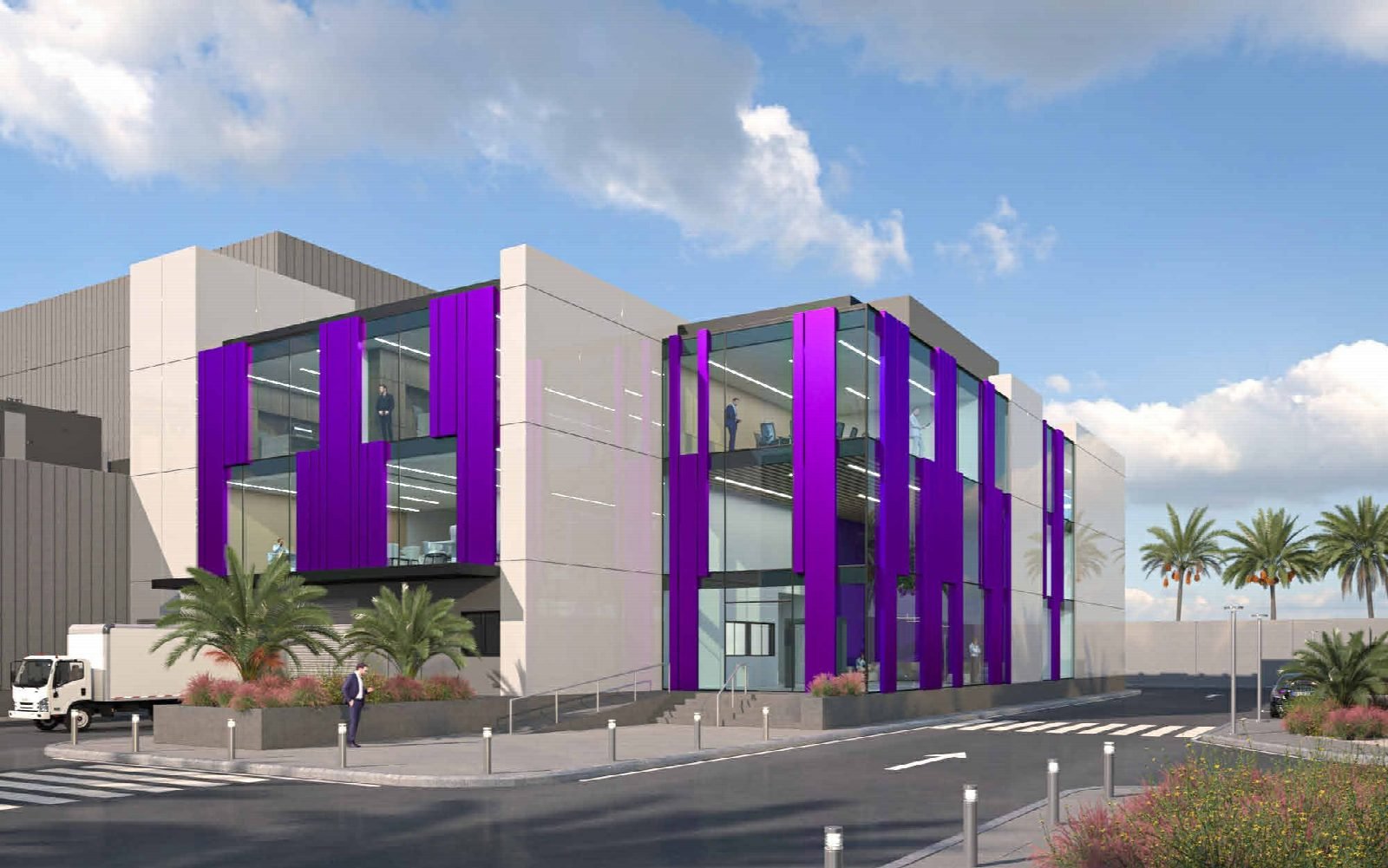 Exterior render of the data centre office block, option 2.