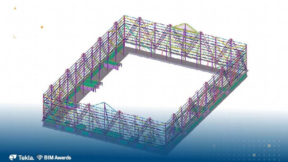 Tekla model of the tent frame.