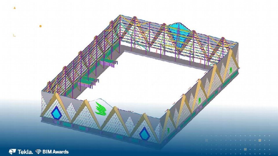 Tekla model with the cladding panels.