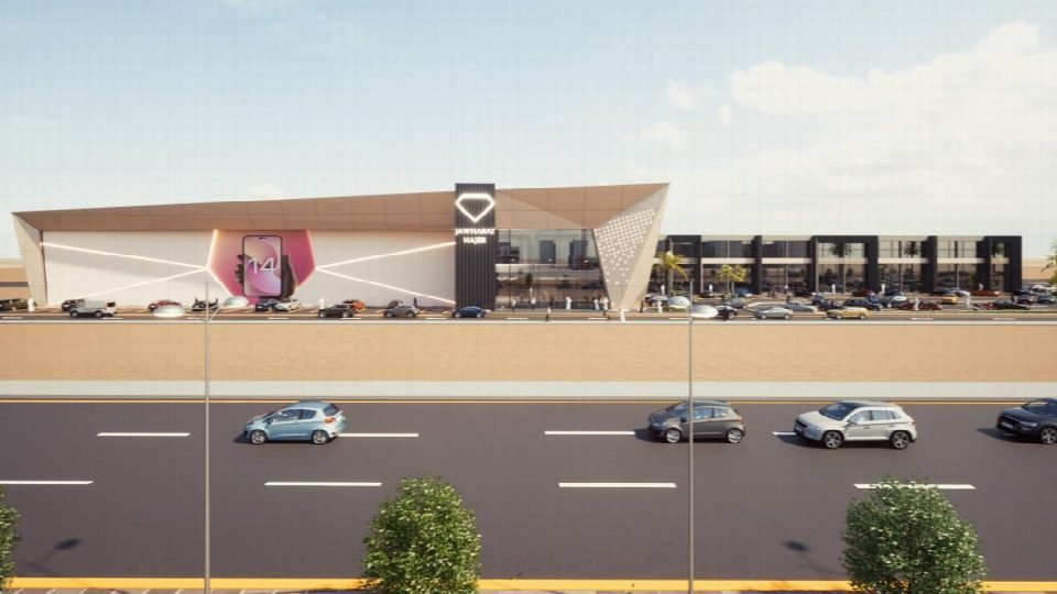 Street elevation render of the complex.
