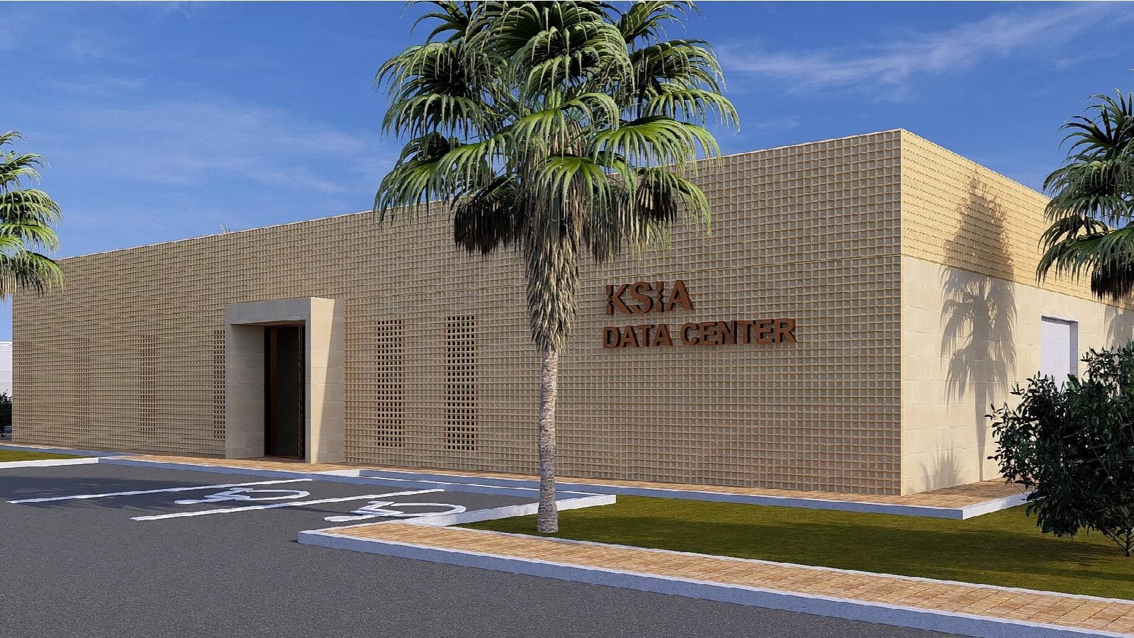 Rendering of the data-centre entrance façade.