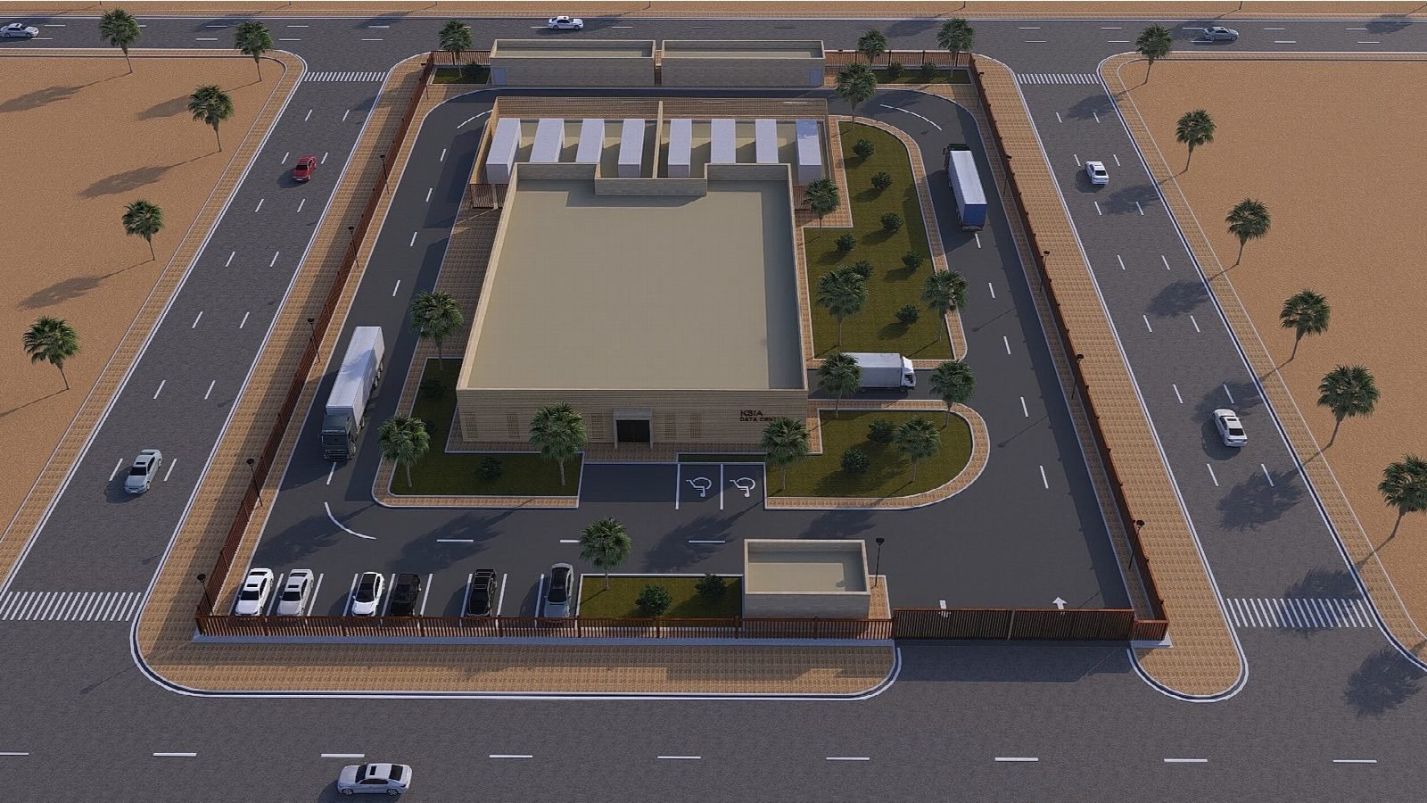 Aerial rendering of the site plan.