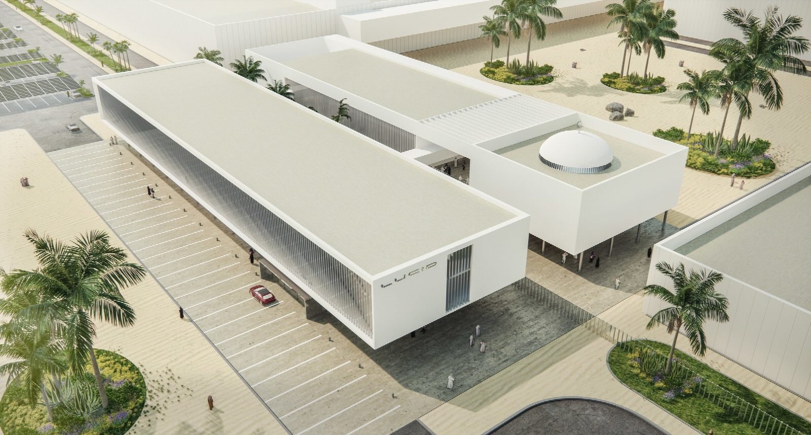 Aerial rendering of the plant buildings and landscape.