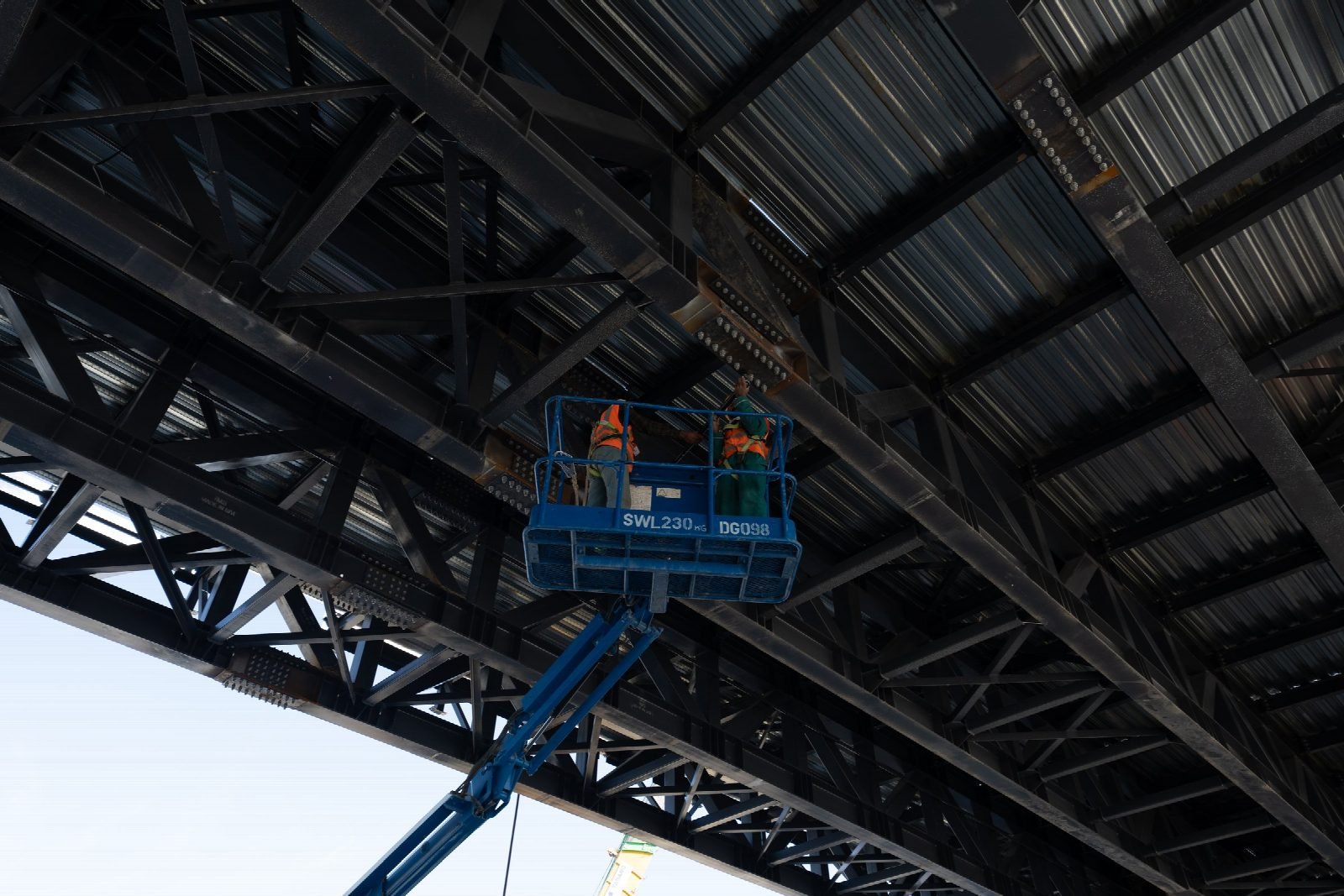 The underside of the bridge deck framing.