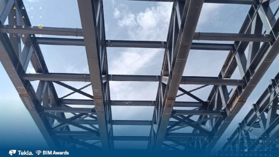 Underside of the steel deck framing.