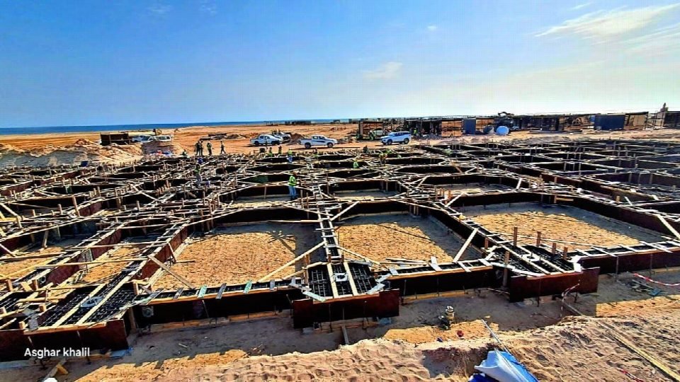 Foundation formwork across the site.