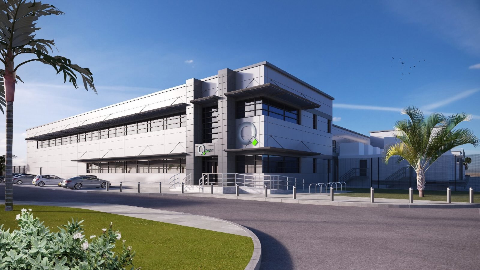 Rendering of the office entrance.