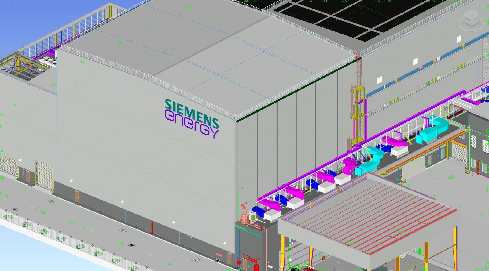 Model detail of the facade and services zone.